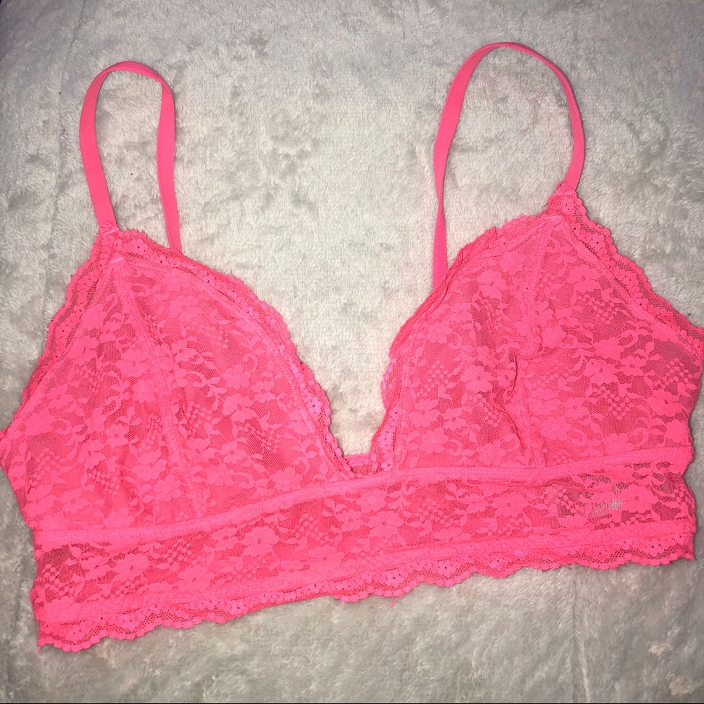 SOLD Sexy Hot Pink Floral Lace Bralette